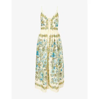 Alemais Womens Sophia Printed Linen Midi Dress Multi