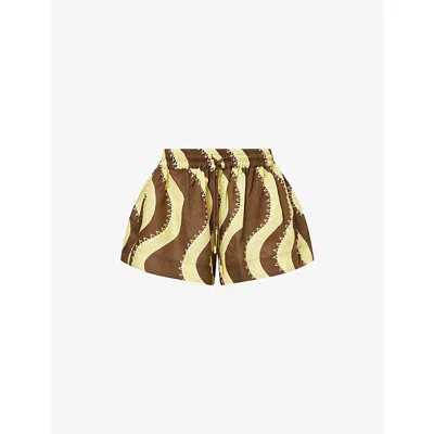 Alemais Womens Yellow Frankie Embroidered Linen Shorts In Multi