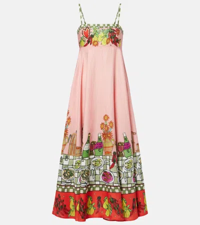 Alemais Alémais X Greg Sindel Contessa Printed Linen Maxi Dress In Pink