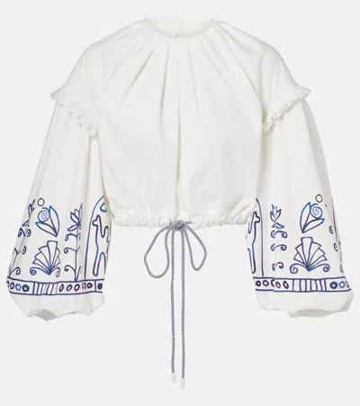 Alemais Leela Ruffled Floral Top In Animal Print