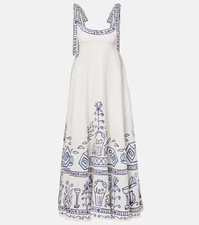 Alemais Alémais X Lrnce Leela Printed Linen Maxi Dress In White