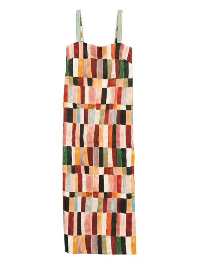Alemais X Lrnce Marjorelle Square-neck Strappy Midi Dress In Multi
