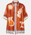 Alemais Alémais X Lrnce Soleil D'amour Printed Silk Shirt In Orange