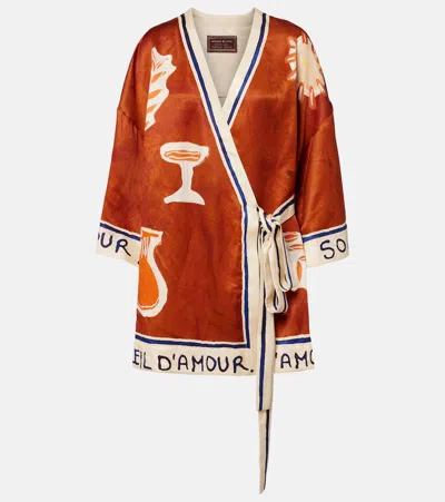 Alemais Alémais X Lrnce Soleil D'amour Printed Wrap Dress In Orange