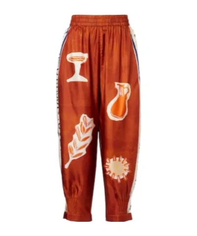 Alemais + Lrnce Soleil D'amour Printed Silk-twill Barrel-leg Pants In Multi