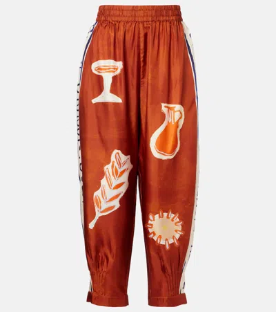Alemais Alémais X Lrnce Soleil D'amour Silk Tapered Pants In Orange