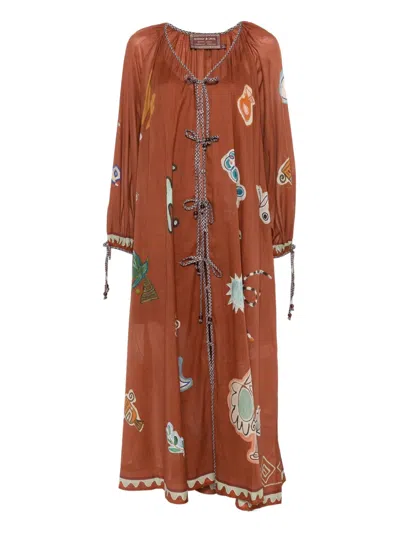 ALEMAIS X LRNLE TIE-FASTENING MIDI DRESS