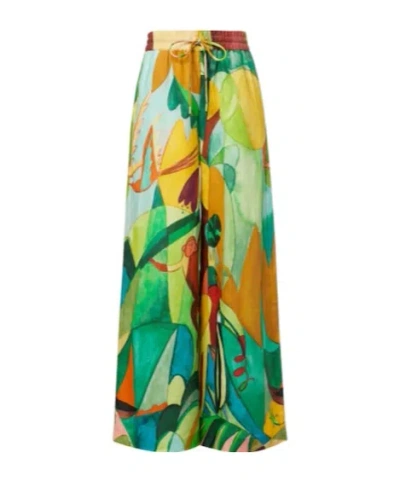 Alemais X Mokshini Linen Wide-leg Pants In Green