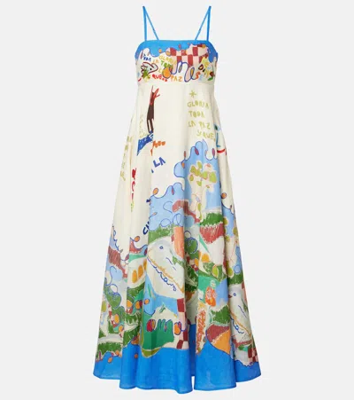 ALEMAIS ALÉMAIS X NADIA HERNANDEZ PRINTED LINEN MAXI DRESS