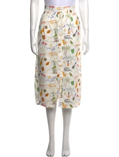 Pre-owned Alemais X Sam Pauletto Golden Hands Midi Length Skirt In White