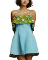 Alemais Yasmine Beaded Crepe Mini Dress In Blue