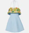Alemais Yasmine Beaded Crepe Mini Dress In Blue