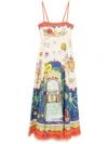 Alemais Surrealist Summer Sleeveless Linen Midi Sundress In Gelb