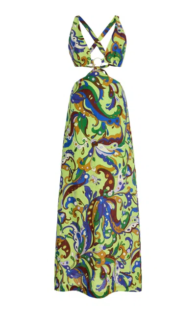 Alemais Yvette Cutout Linen Midi Dress In Yellow