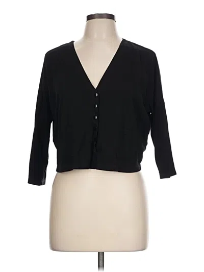 Pre-owned Alembika 3/4 Sleeve Button Down Shirt In Black