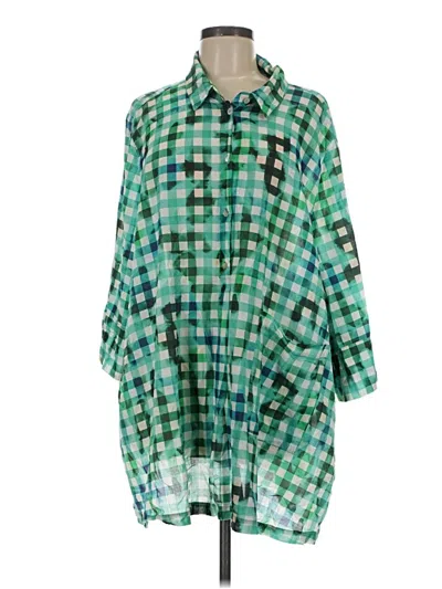 Pre-owned Alembika 3/4 Sleeve Button Down Shirt In Green