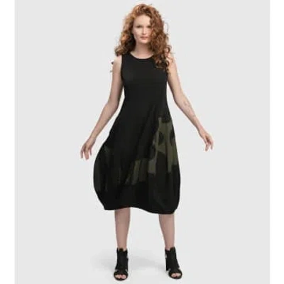 Alembika Black Sleeveless Dress With Khaki Skirt And Spots