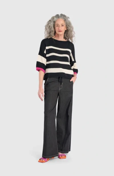 Alembika Boxy Stripes Sweater In Multi