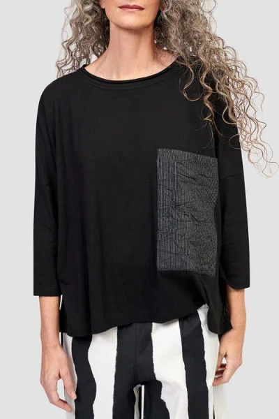Alembika Boxy Tee With Oversized Patch Pocket In Black
