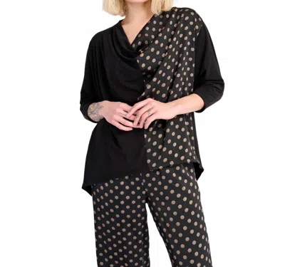 Alembika Coupe Draped Top In Black/bronze Dots