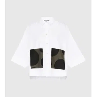 Alembika Cream Shirt With Black And Khaki Spot Pocket In Neutrals