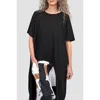 Alembika Crew Neck High-low Jersey Tunic In Black