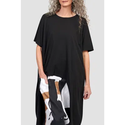 Alembika Crew Neck High-low Jersey Tunic In Black