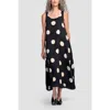 Alembika Crushed Polka Dots Maxi Tank Dress In Black/cream