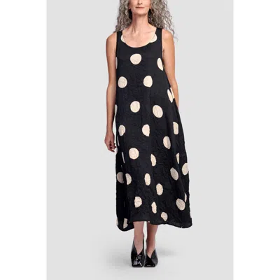 Alembika Crushed Polka Dots Maxi Tank Dress In Black/cream
