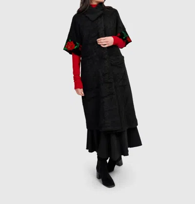 Alembika Curtain Call Boucle Duster Jacket In Roses In Black