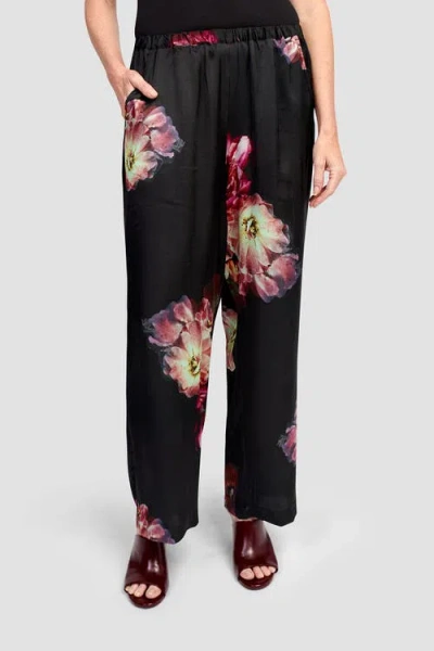 Alembika Dark Bloom Pull-on Dress Pants In Black
