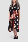 Alembika Fiesta Mixed Print V-neck Midi Dress In Black Paisley Print