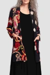 Alembika Fiesta Print Kimono Inspired Knee Length Light Jacket In Black Paisley Print