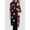Alembika Fiesta Print Kimono Inspired Long Light Jacket In Black Paisley Print