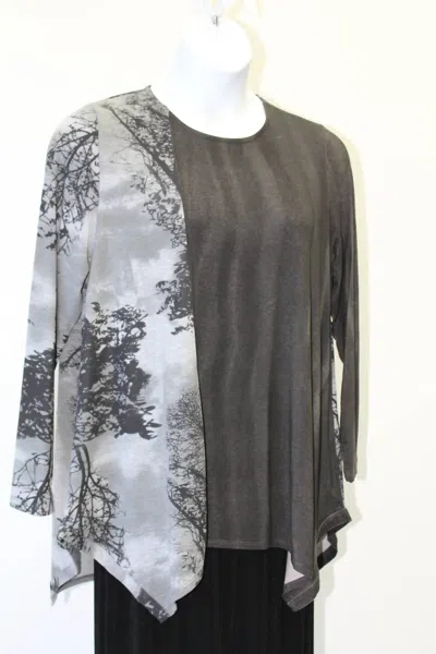 Alembika Forest Print Top In Grey In Multi