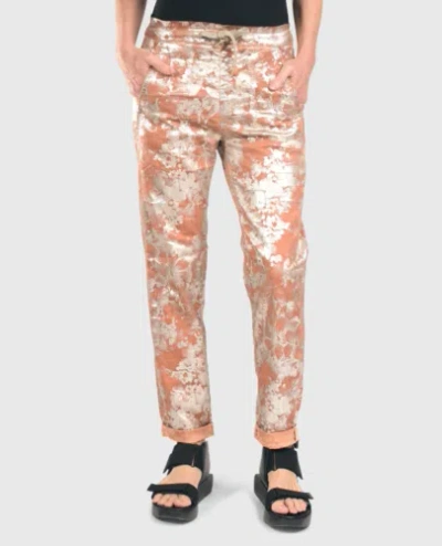 Pre-owned Alembika Jeans - Floral Iconic Stretch Jeans In Rust