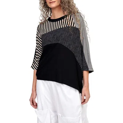 Alembika Jersey Stripes Patchwork Crew Neck Tee