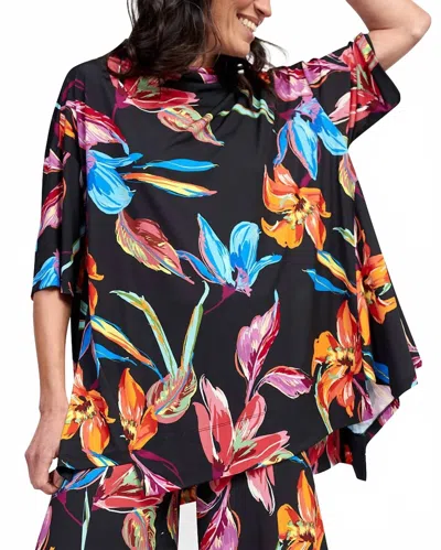 Alembika Laguna Oversized Trapeze Top In Bloom In Black