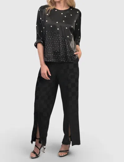 Alembika Luxe Satin Trousers In Check In Black