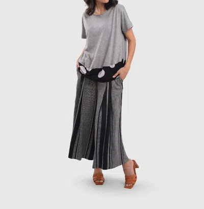 Alembika Melange Palazzo Crop Pants In Stripe In Metallic