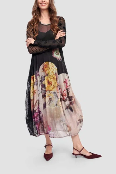 Alembika Mixed Media Cocoon Mesh Maxi In Multi
