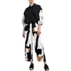 Alembika Mixed Print Button-up Shirt With Puff Sleeves In Black