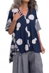 Alembika Mixed Print Trapeze Top In Navy In Blue