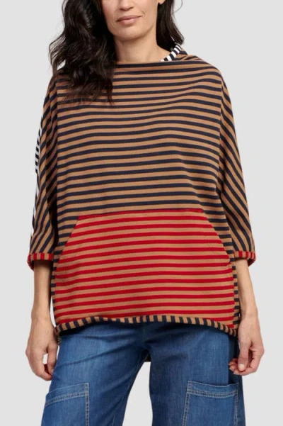 Alembika Mixed Stripes Mock Neck Top
