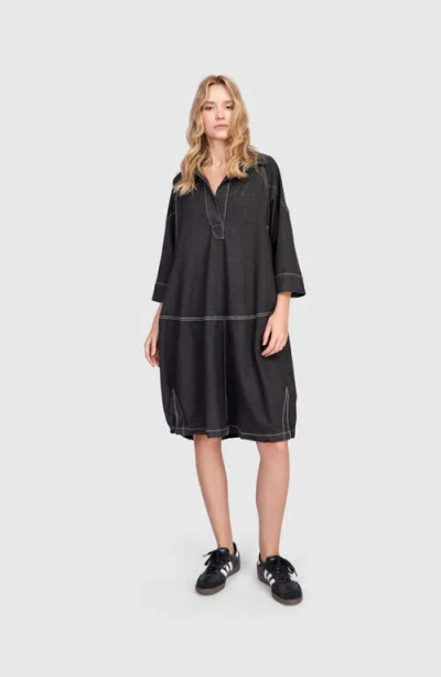 Alembika Panama Oversized Shirt Dress In Black