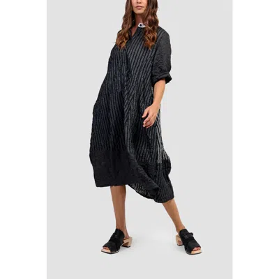 Alembika Patchwork Cocoon Shirt-dress In Black/white