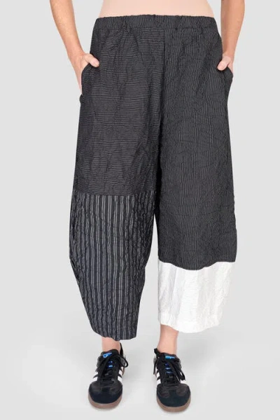 Alembika Patchwork Cropped Oval Silhouette Pants In Black/white
