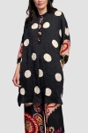 Alembika Polka Dots Mixed Print Tunic With Mandarin Collar In Polka Dots/fiesta Print