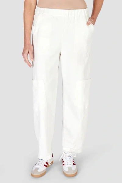 Alembika Relaxed, Slightly Tapered White Denim Pants
