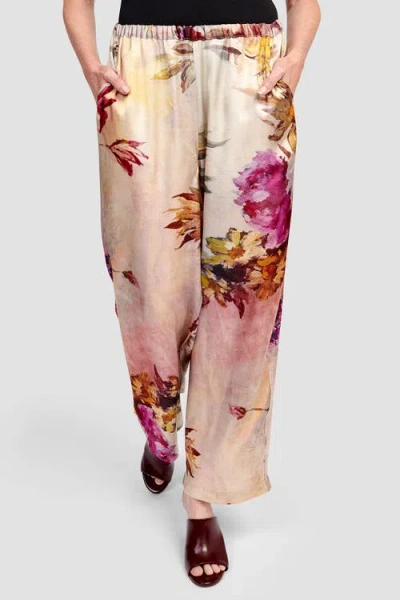 Alembika Rose-colored  Flowers Pull-on Dress Pants In Multi